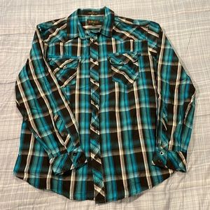 Helix western style plaid rocker shirt size Large